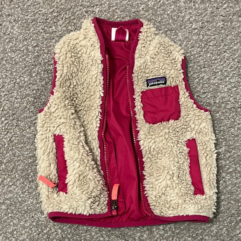 Patagonia Pink and Cream Fleece Vest